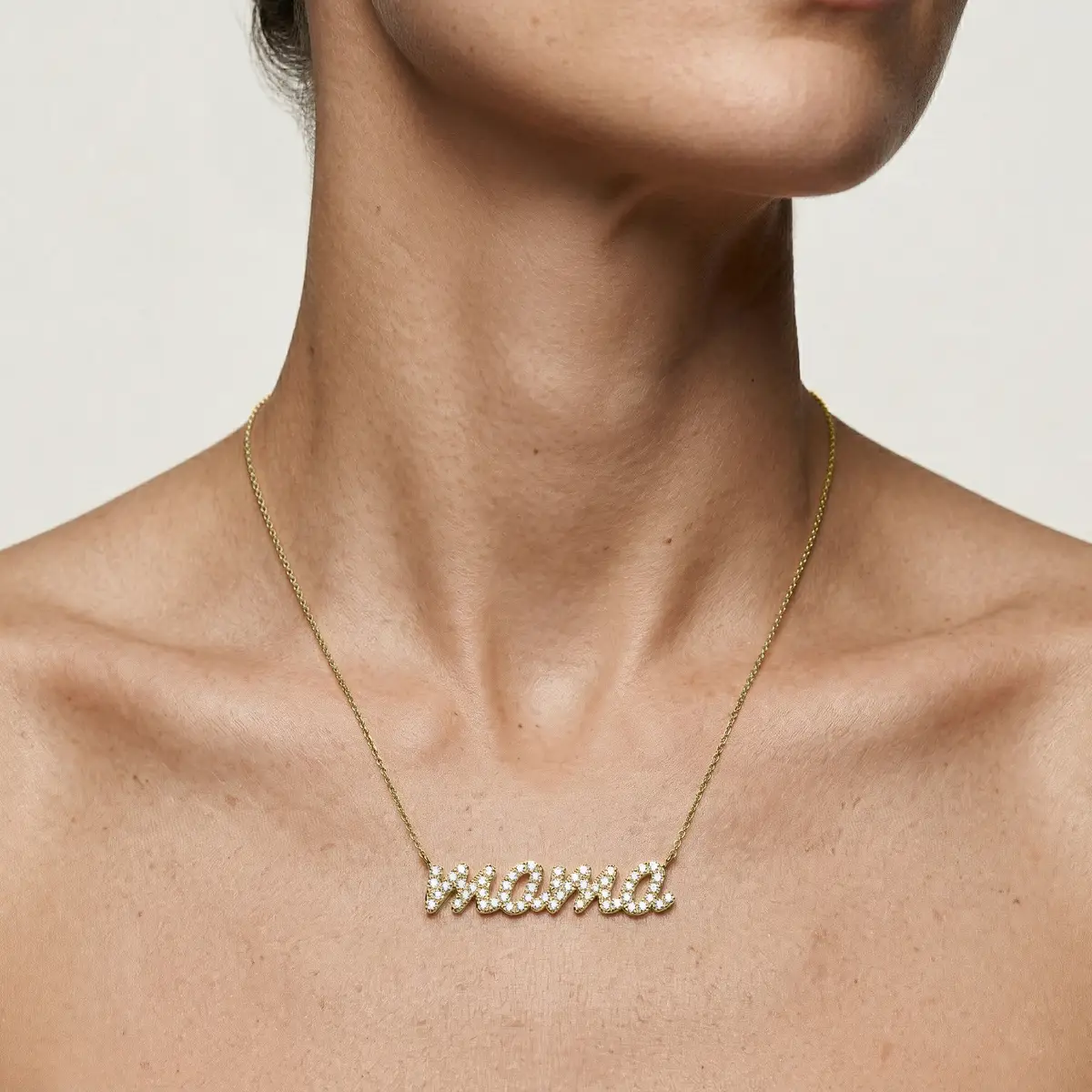 Round Lab Grown Diamond Mama Cursive Letter Pendant