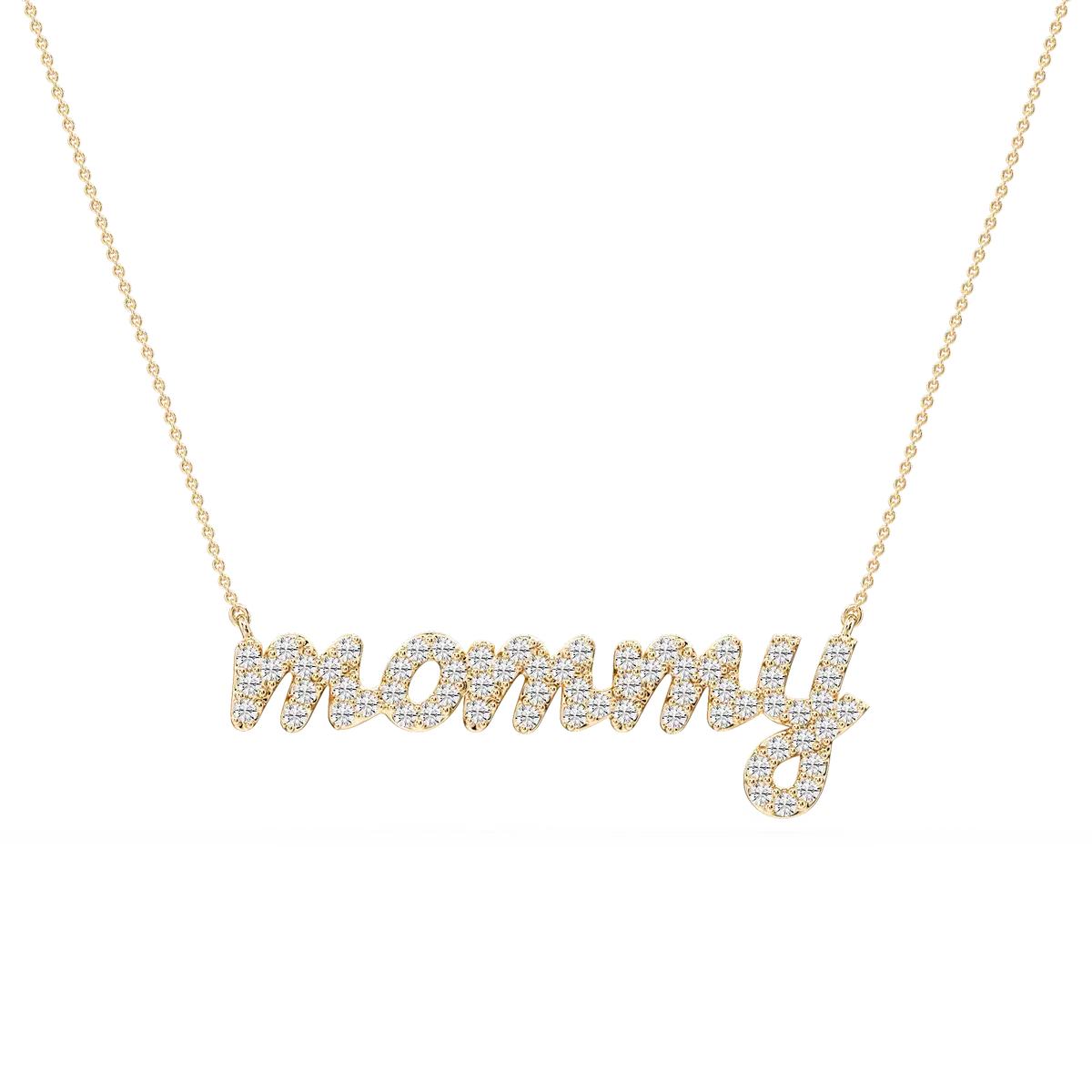 Round Lab Grown Diamond Mommy Cursive Letter Pendant