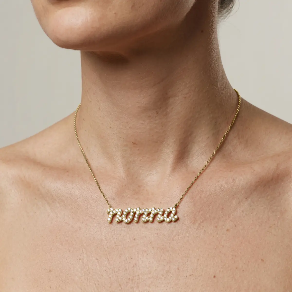 Round Lab Grown Diamond Nonna Cursive Letter Pendant