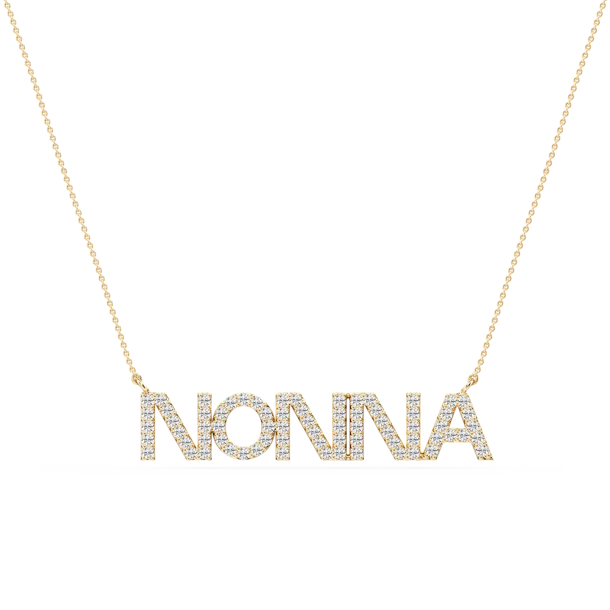 Round Lab Grown Diamond Nonna Block Letter Pendant