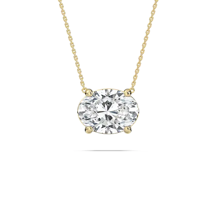 1 Carat Oval Shape Lab Diamond Solitaire Pendan