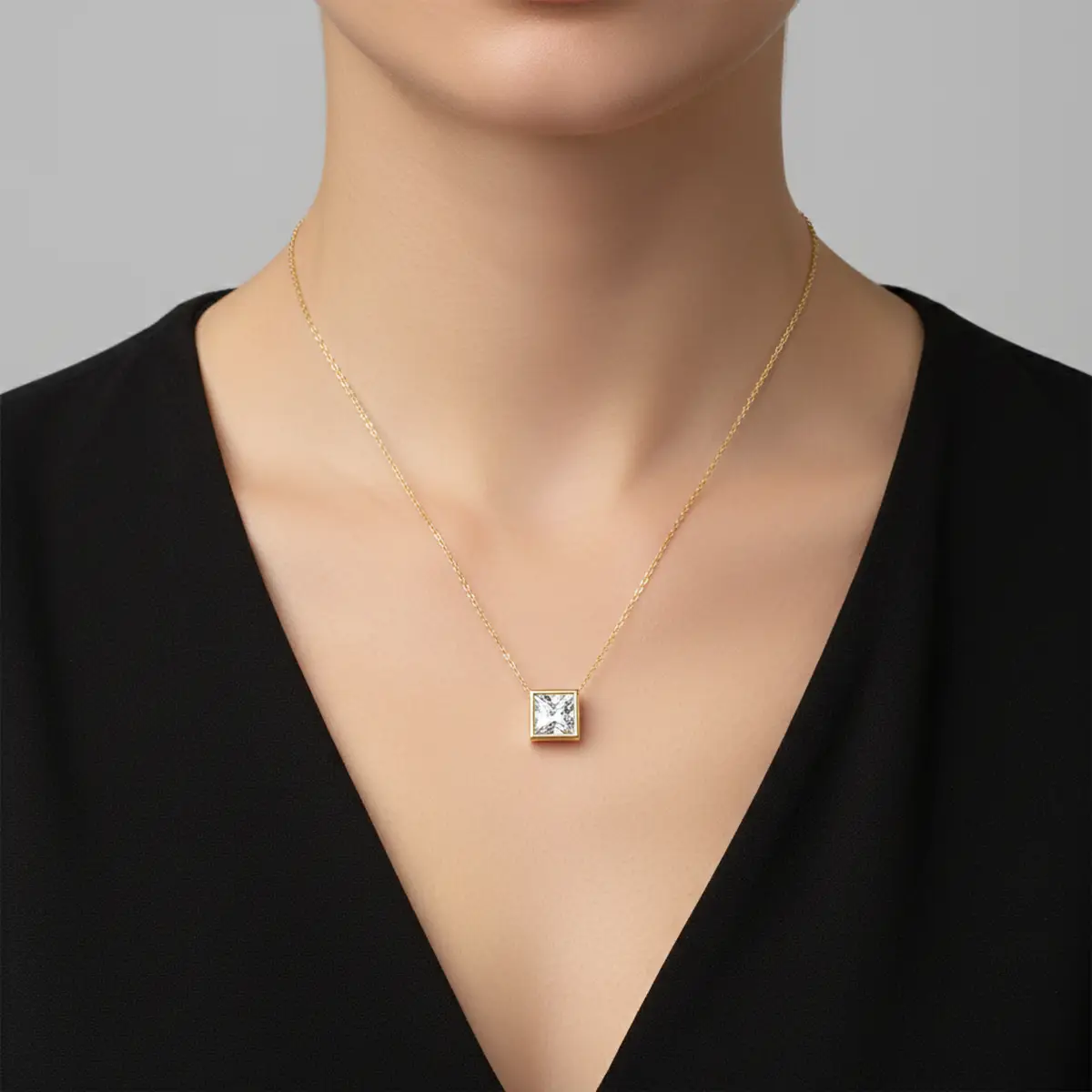 1 Carat Princess Diamond Solitaire Pendant