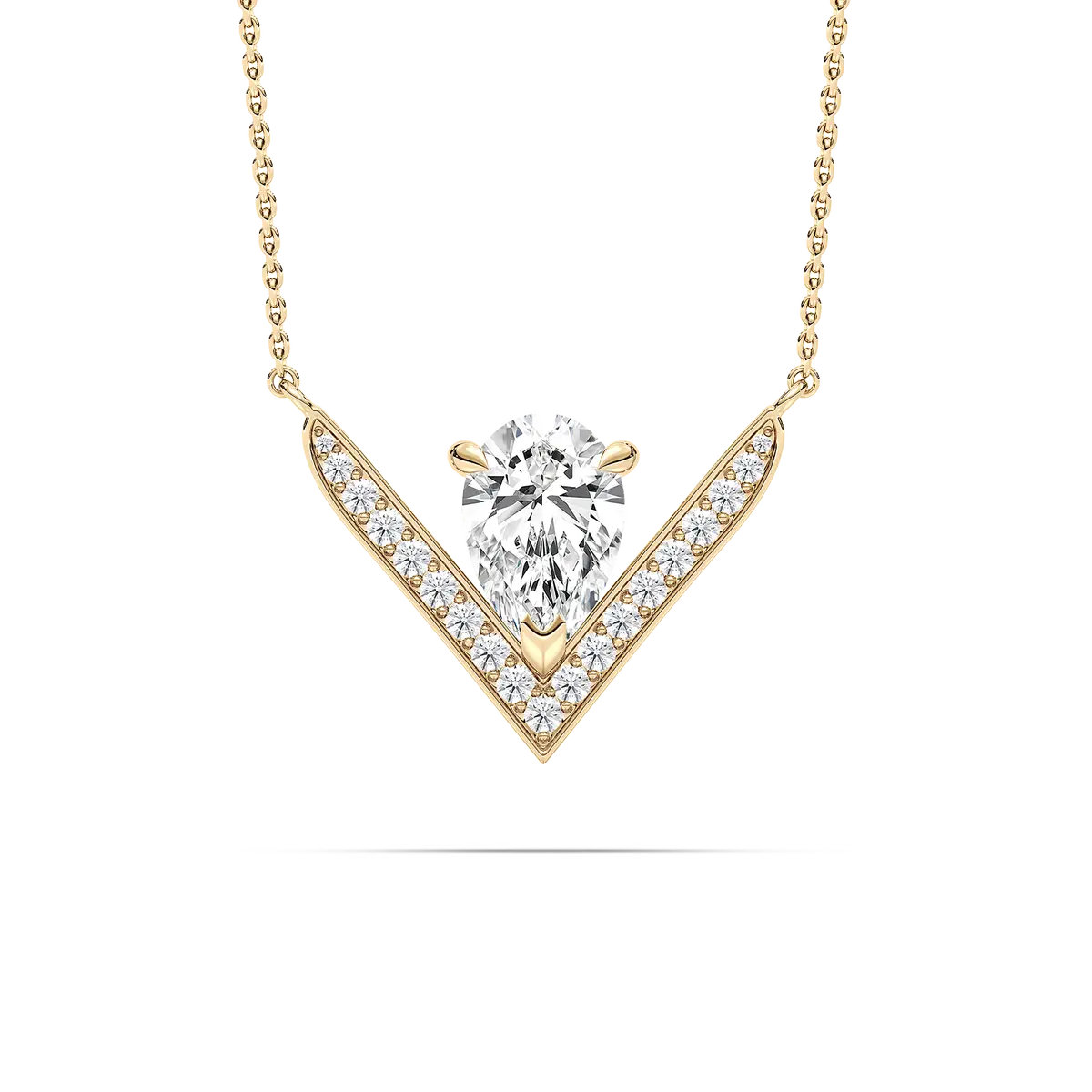 V shaped Pear Lab Grown Diamond Chain Pendant 