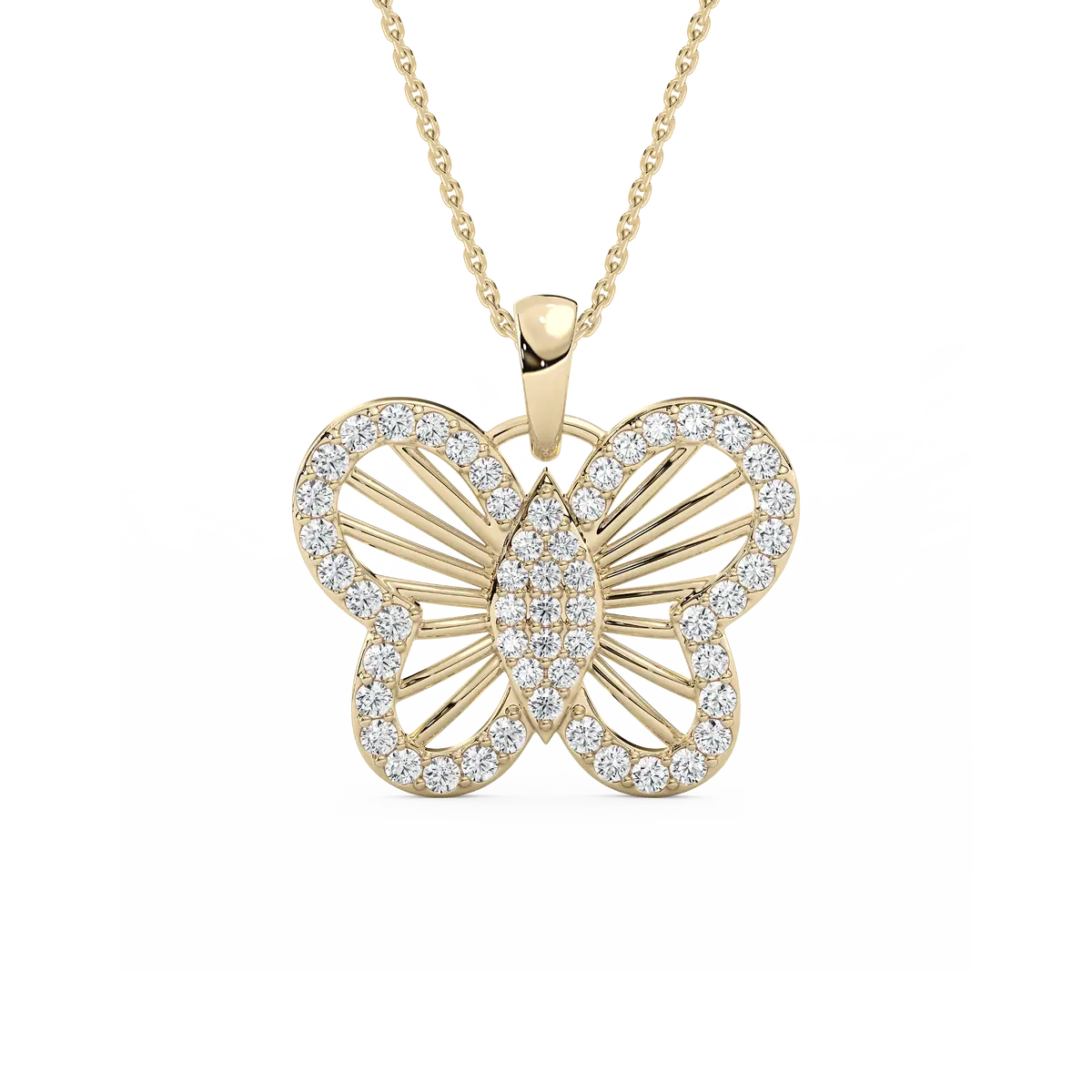 Round Diamond Lovely Butterfly Fashion Pendant