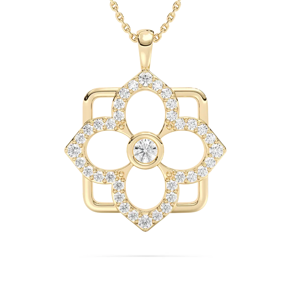 Round Diamond Gracious Flower Fashion Pendant