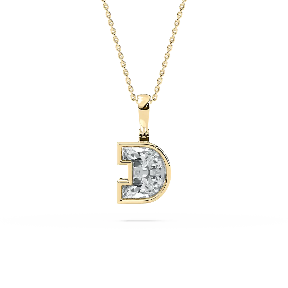 D Letter Diamond Bedazzle Alphabet Solitaire Pendant