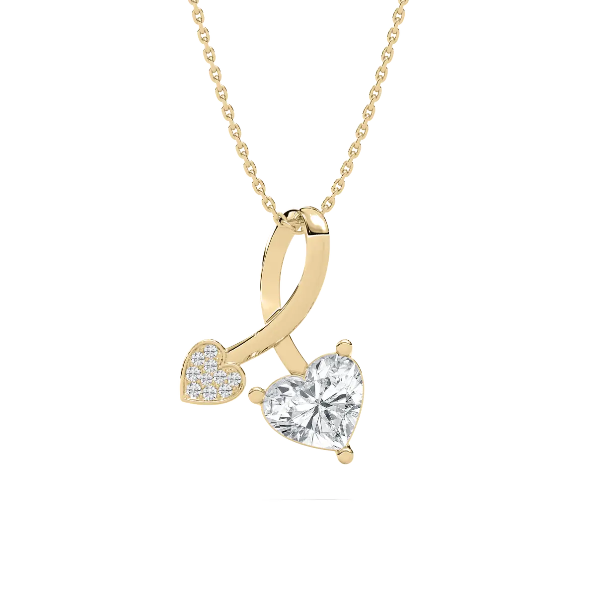 1.50 Carat Heart And Round Diamond Modern Pendant