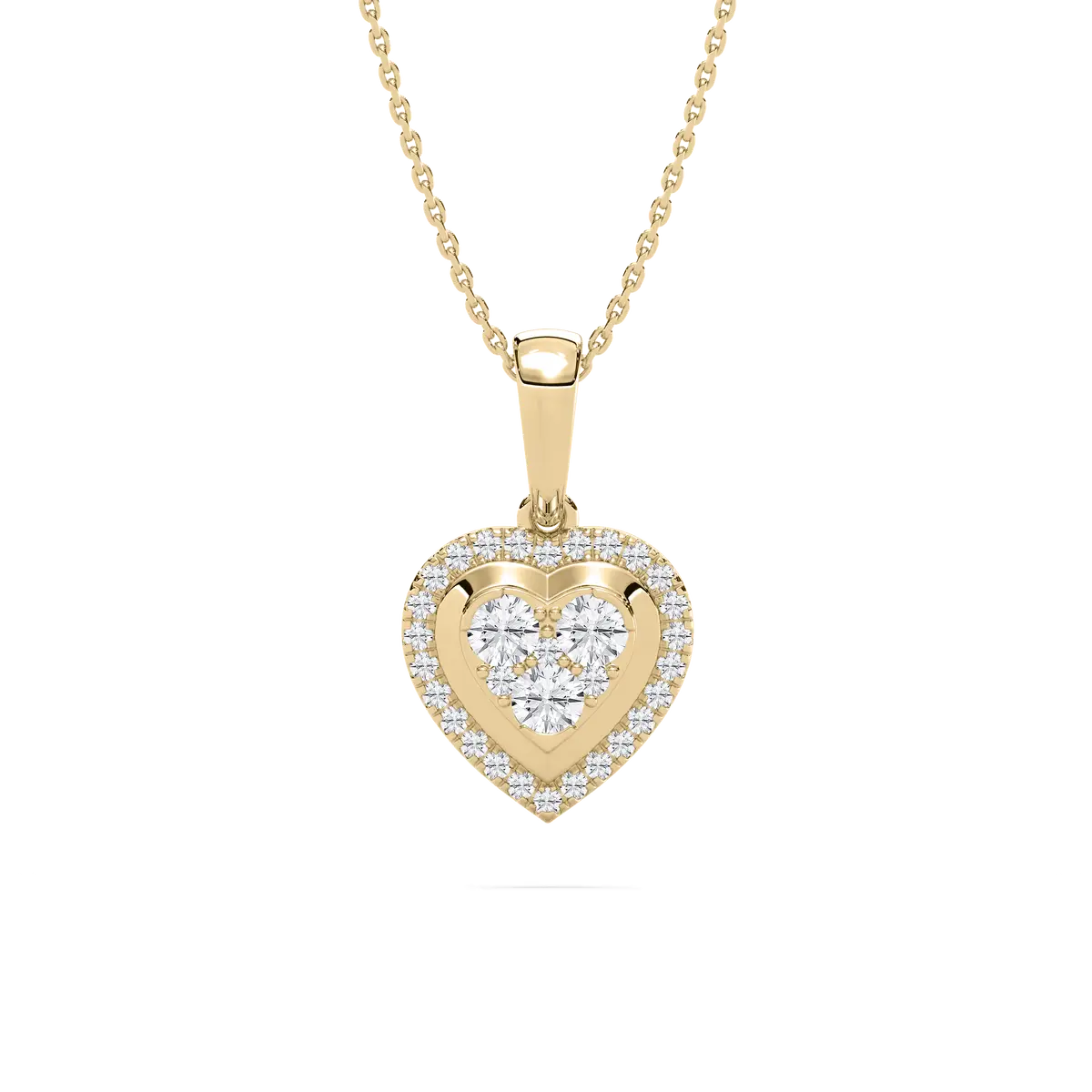 Round Shaped Lab Diamond Heart Gold Necklace