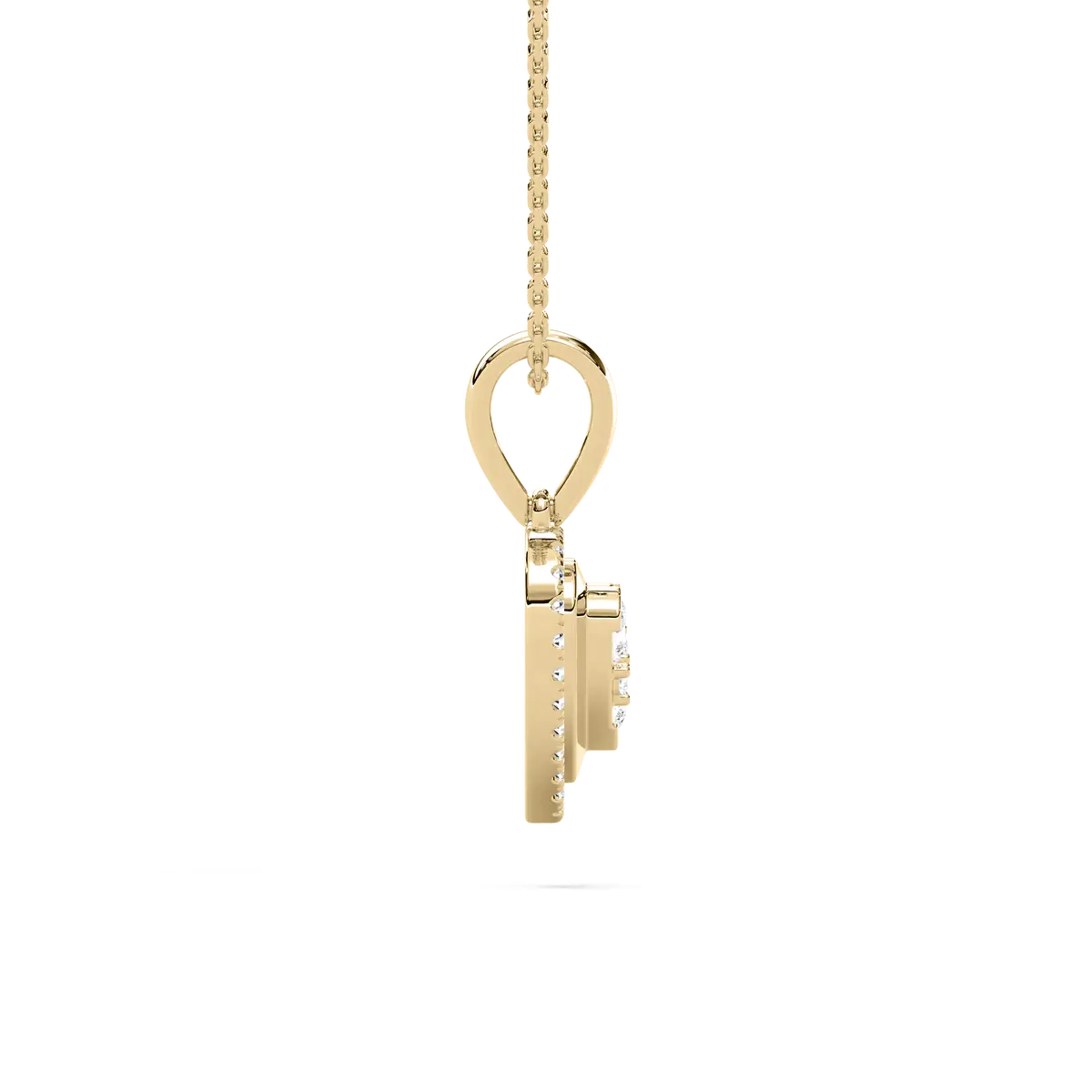 Round Shaped Lab Diamond Heart Gold Necklace