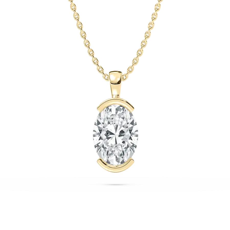 Lab Grown Diamond 2 Carat Tension Set Oval Solitaire Pendant