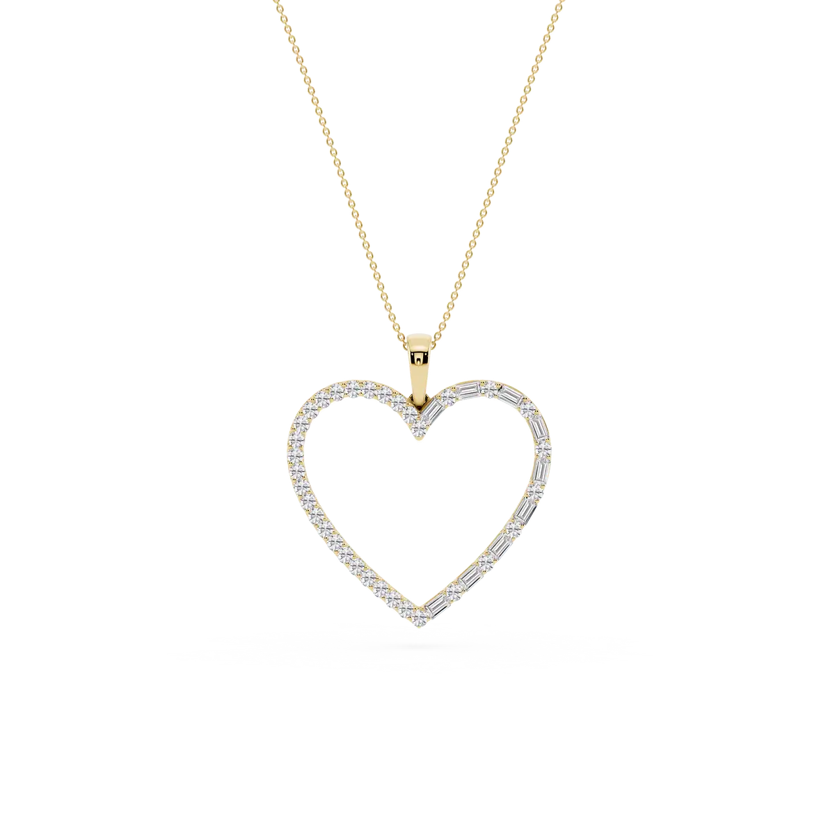 1 ctw Round and Baguette Lab Grown Diamond Heart Pendant