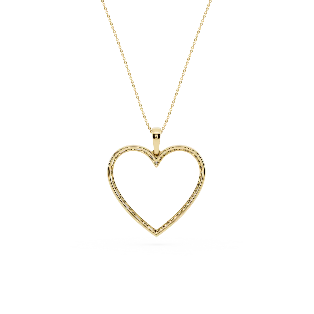 1 ctw Round and Baguette Lab Grown Diamond Heart Pendant