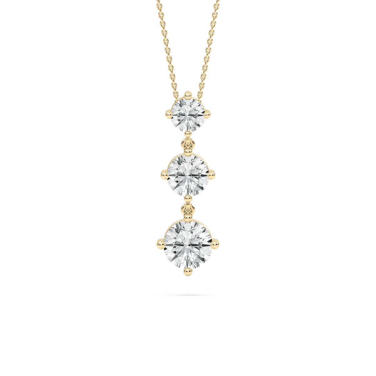 Round Lab Grown Diamond Three Stone Drop Pendant