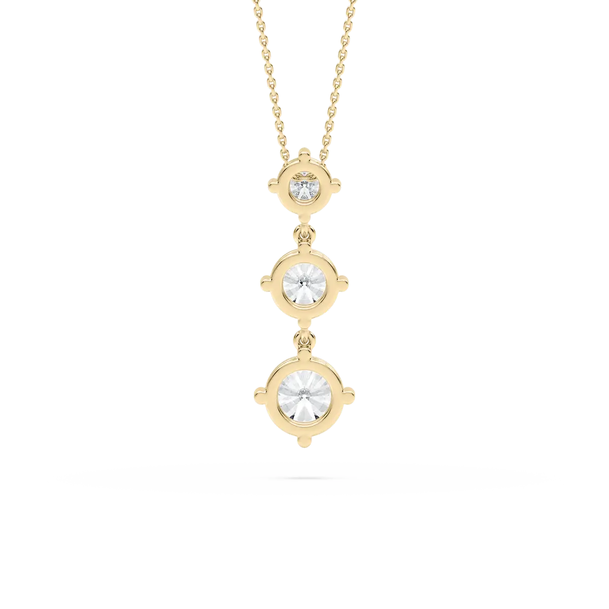 Round Lab Grown Diamond Three Stone Drop Pendant