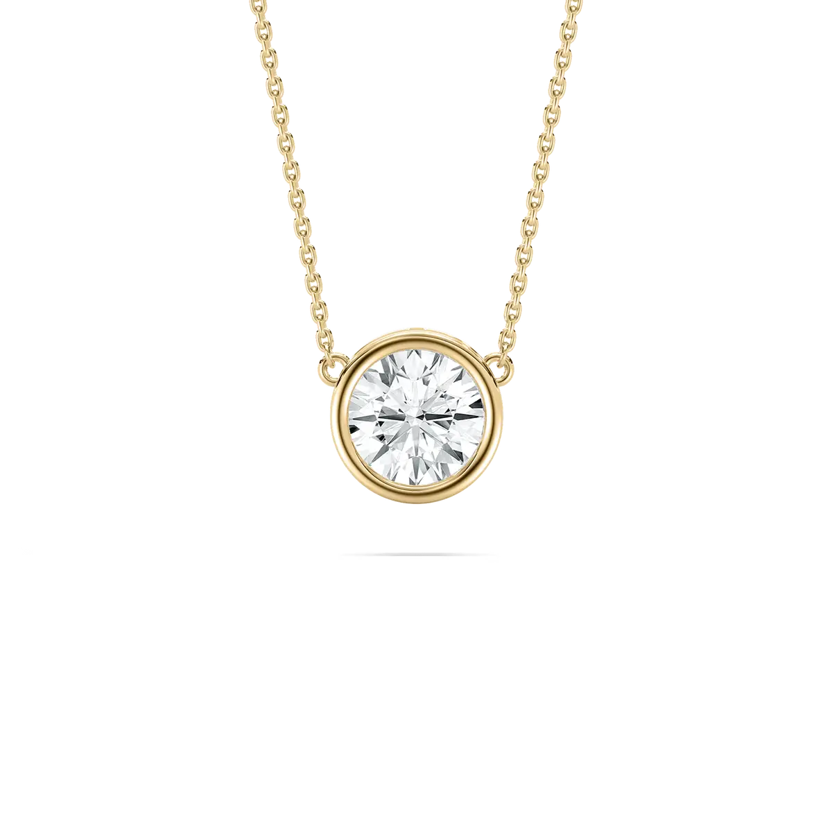 1 Carat Round Diamond Bezel Set Classic Solitaire Pendant