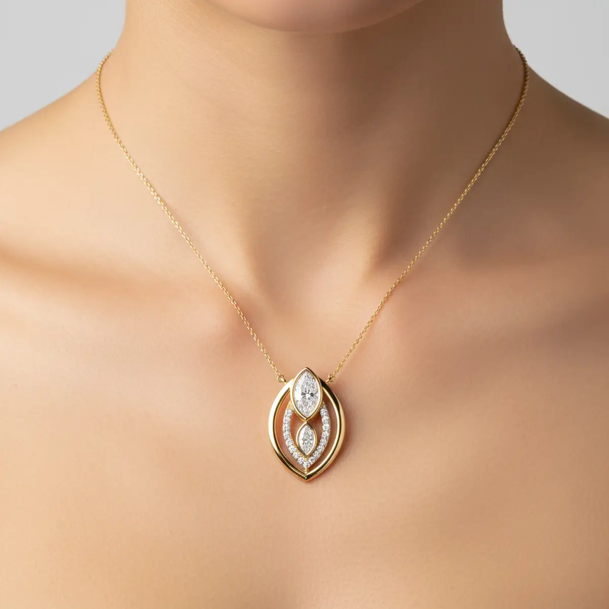 Marquise Shape lab Grown Diamond Charms Pendant