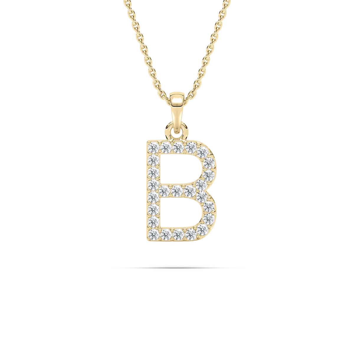 Lab Grown Diamond B Gold Pendant 