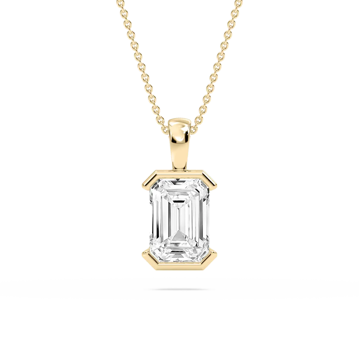 2 Carat Emerald Lab Grown Diamond Half Bezel Solitaire Pendant