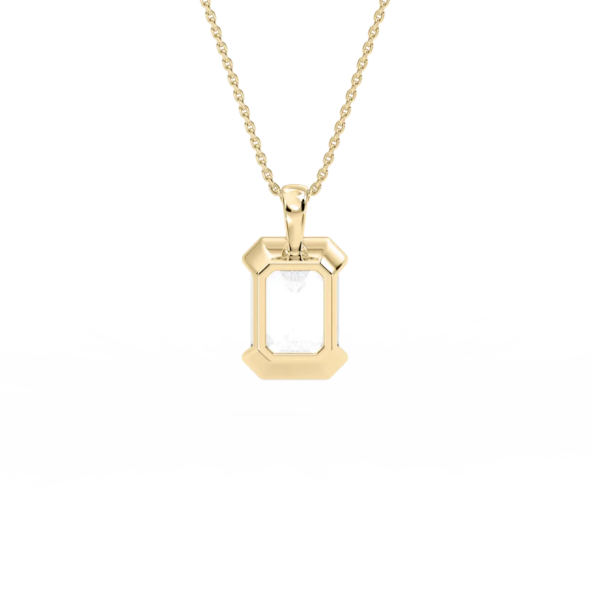 Emerald Shape 4 Carat Diamond Gold Solitaire Pendant