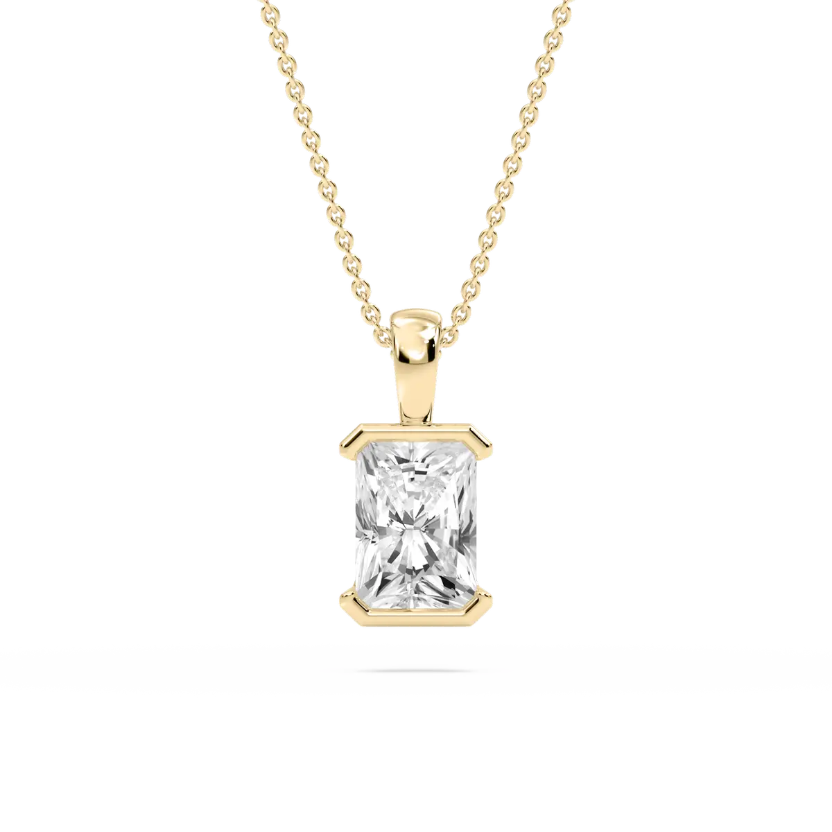 1 Carat Radiant Lab Grown Diamond Half Bezel Solitaire Pendant