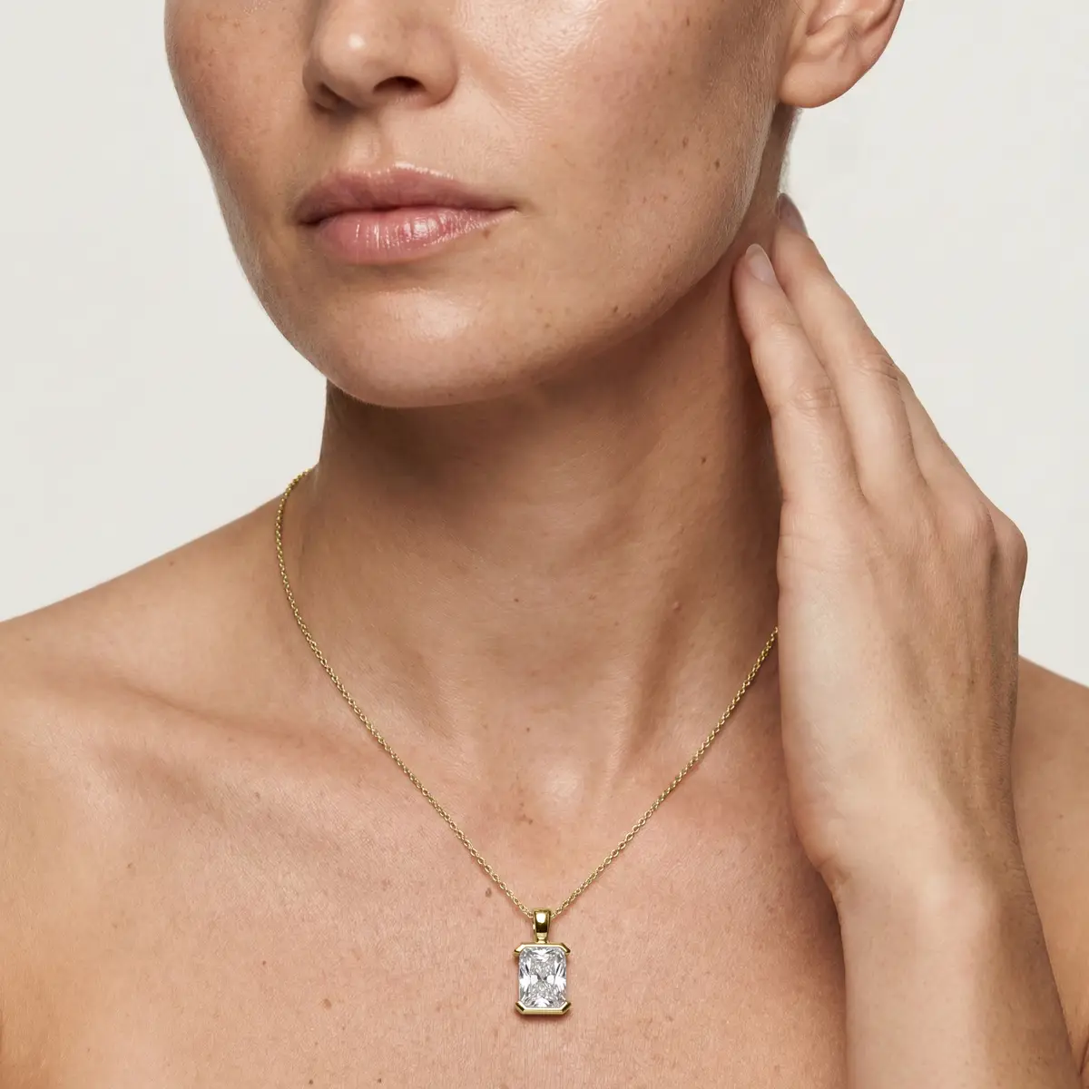 2 Carat Radaint Lab Grown Diamond Half Bezel Solitaire Pendant