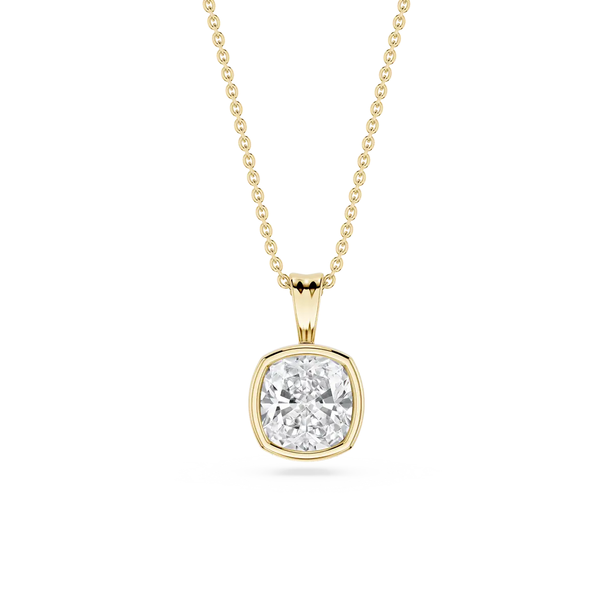 1 Carat Cushion Lab Grown Diamond Bezel Set Ball Solitaire Pendant