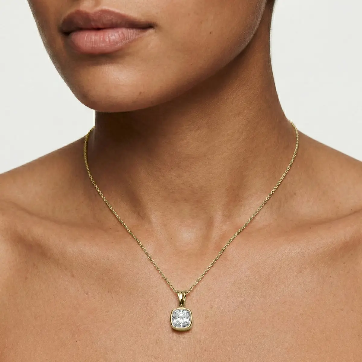 1 Carat Cushion Lab Grown Diamond Bezel Set Ball Solitaire Pendant