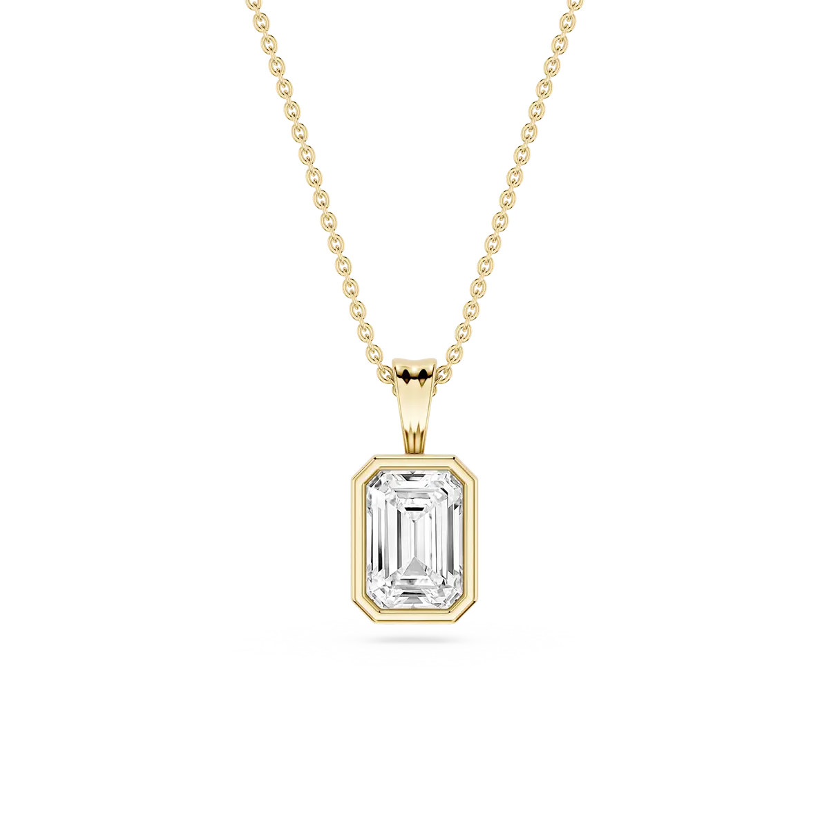 1 Carat Emerald Lab Grown Diamond Bezel Set Ball Solitaire Pendant