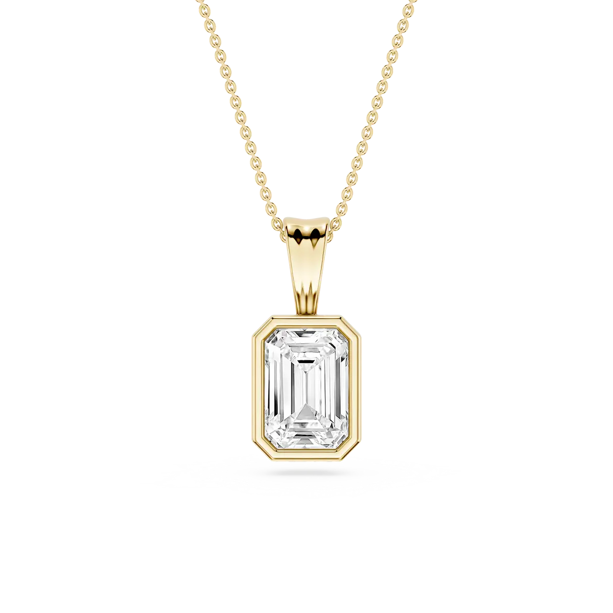 2 Carat Emerald Lab Grown Diamond Bezel Set Ball Solitaire Pendant