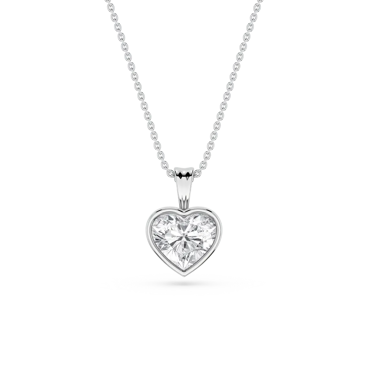 1 Carat Heart Lab Grown Diamond Bezel Set Ball Solitaire Pendant