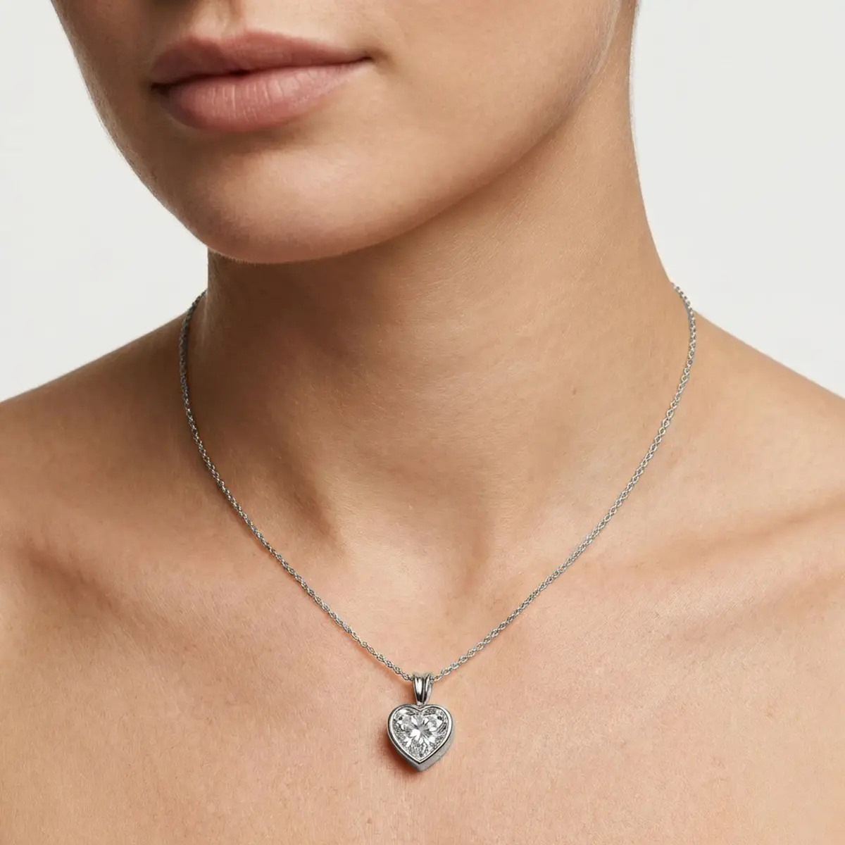 1 Carat Heart Lab Grown Diamond Bezel Set Ball Solitaire Pendant