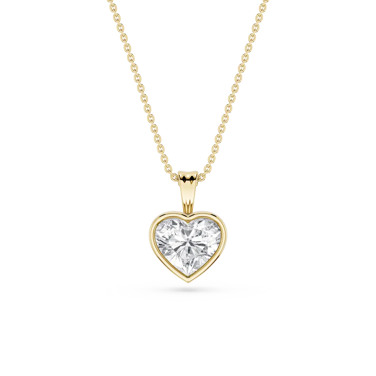 1 Carat Heart Lab Grown Diamond Bezel Set Ball Solitaire Pendant