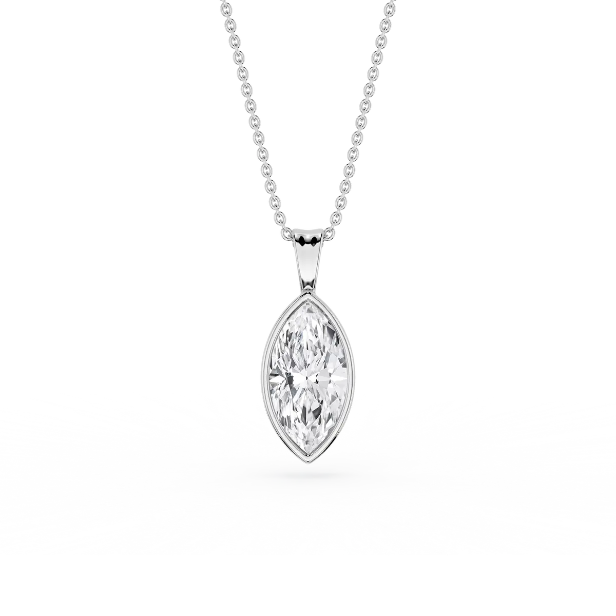 1 Carat Marquise Lab Grown Diamond Bezel Set Ball Solitaire Pendant