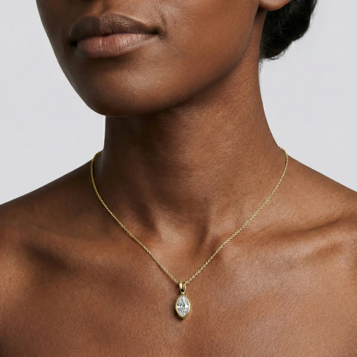 2 Carat Marquise Lab Grown Diamond Bezel Set Ball Solitaire Pendant