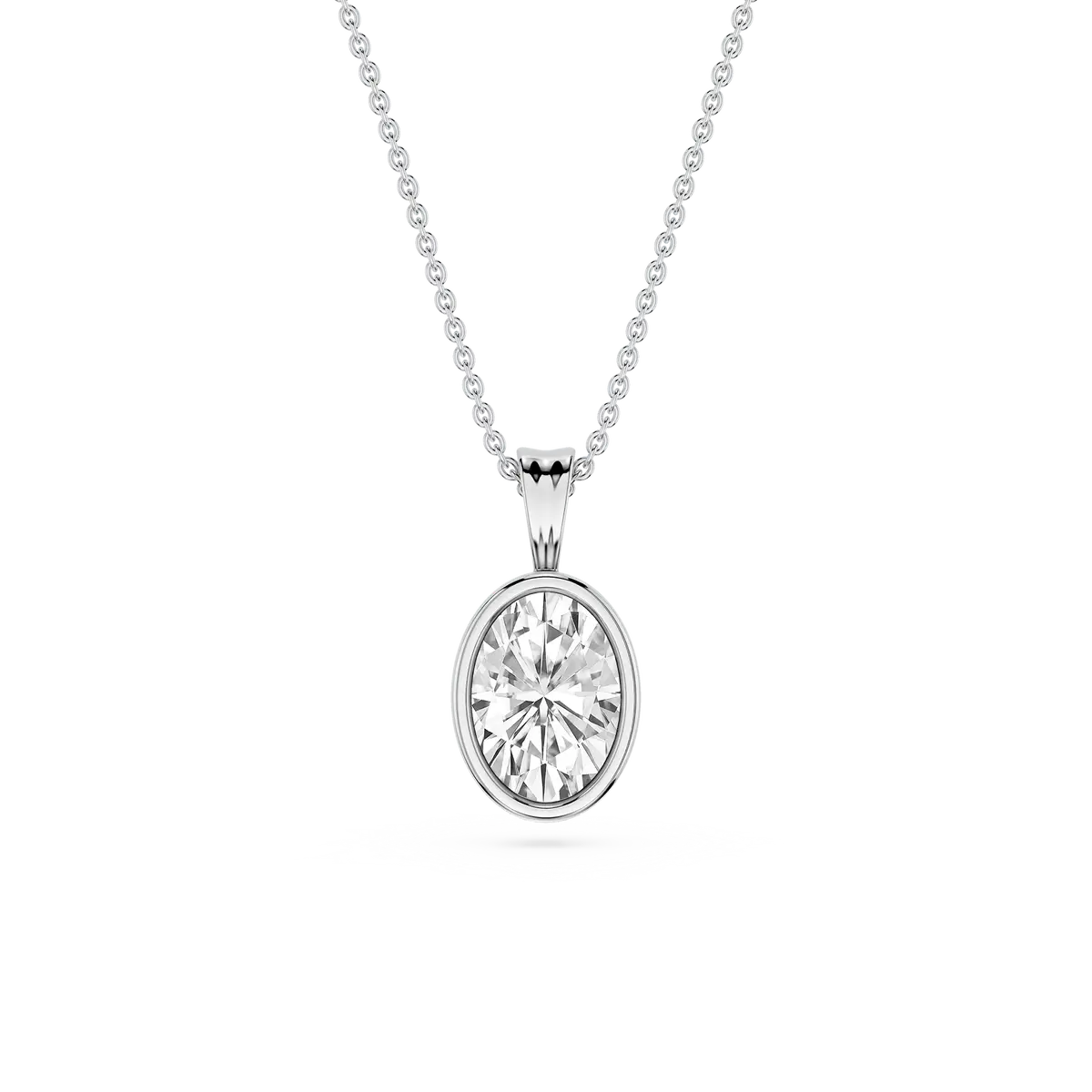 1 Carat Oval Lab Grown Diamond Bezel Set Ball Solitaire Pendant