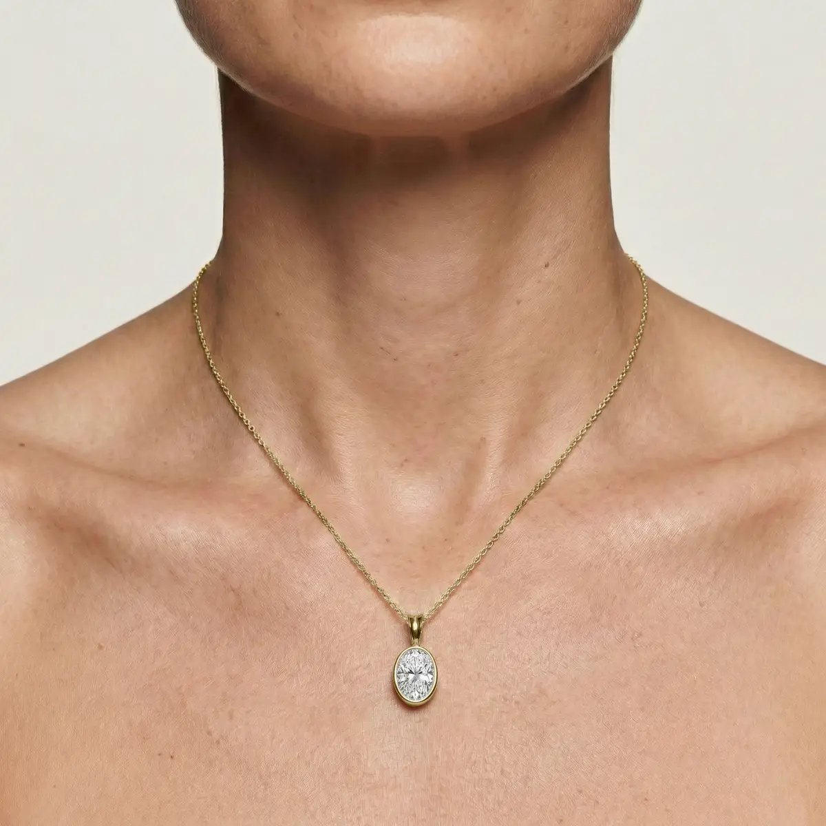 2 Carat Oval Lab Grown Diamond Bezel Set Ball Solitaire Pendant