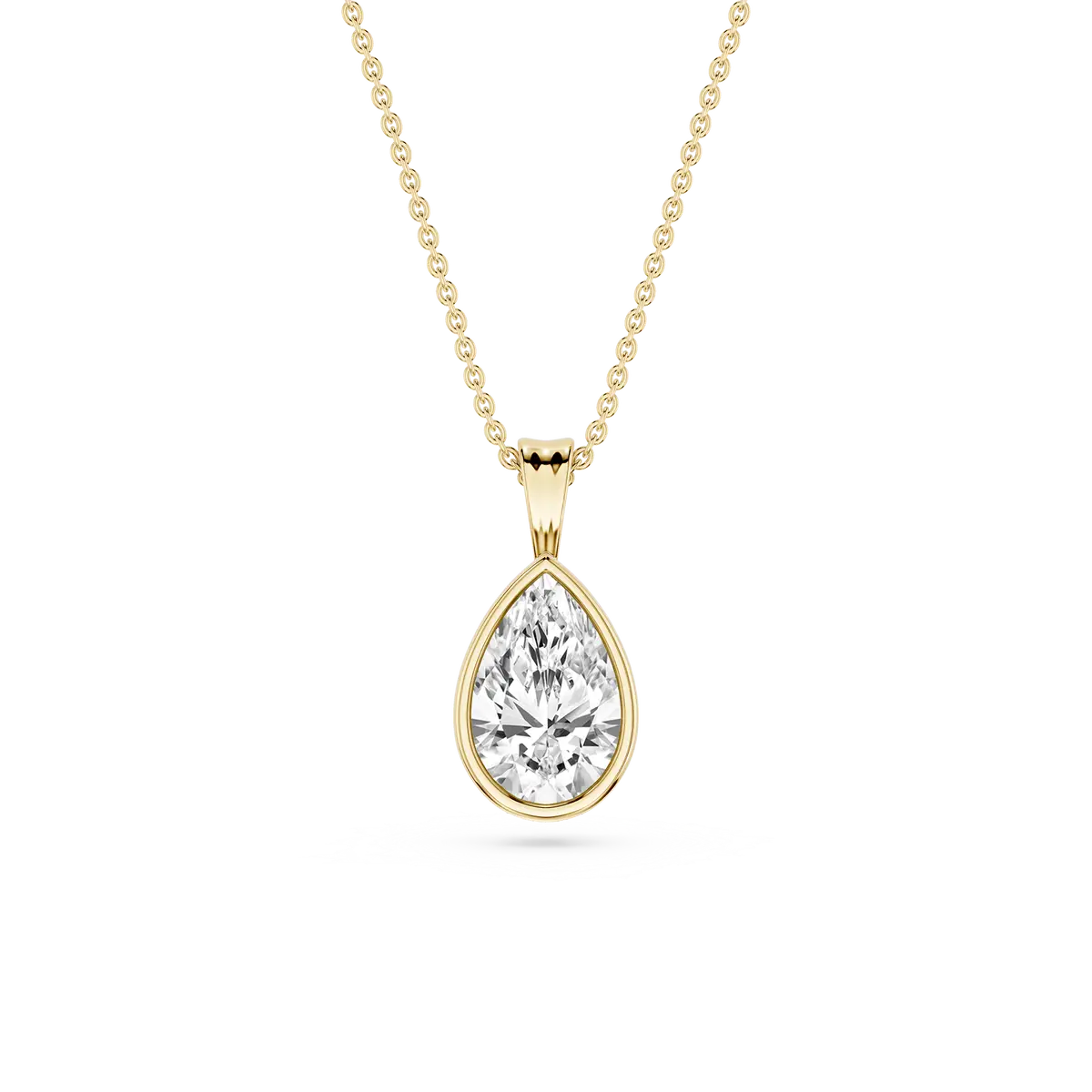 1 Carat Pear Lab Grown Diamond Bezel Set Ball Solitaire Pendant