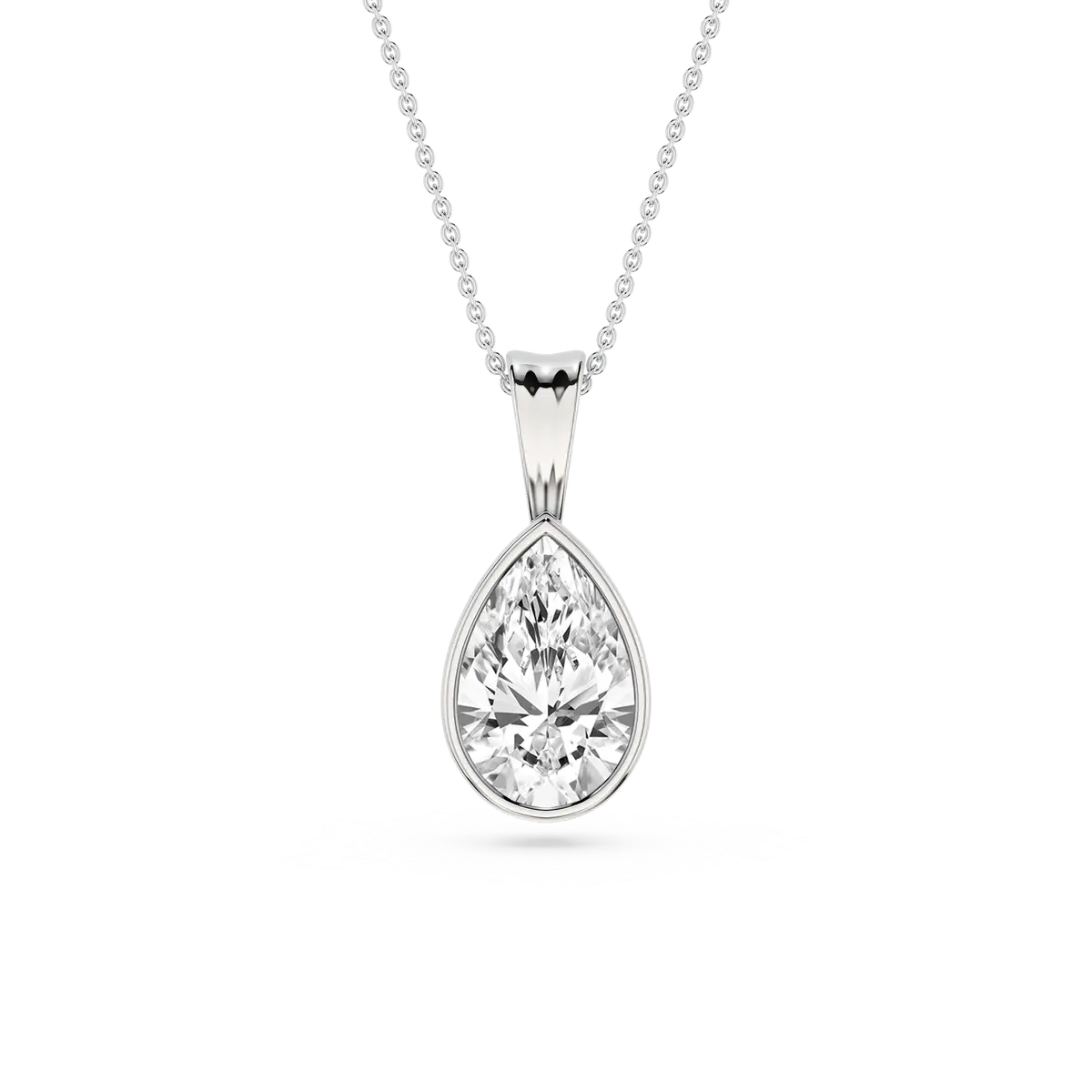 2 Carat Pear Lab Grown Diamond Bezel Set Ball Solitaire Pendant