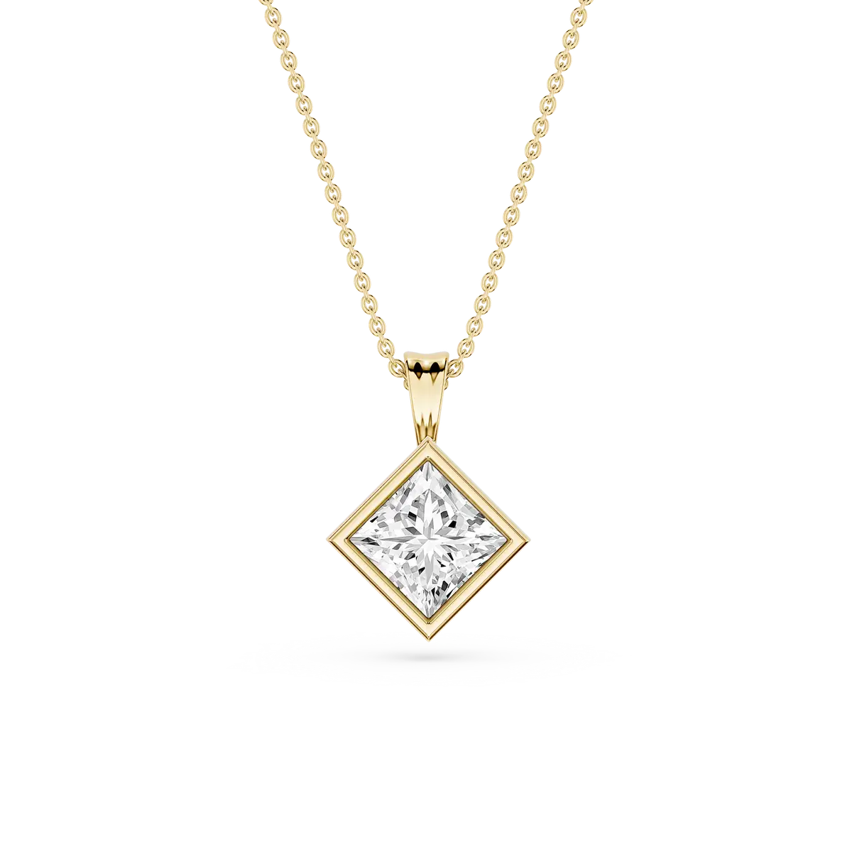 1 Carat Princess Lab Grown Diamond Bezel Set Ball Solitaire Pendant