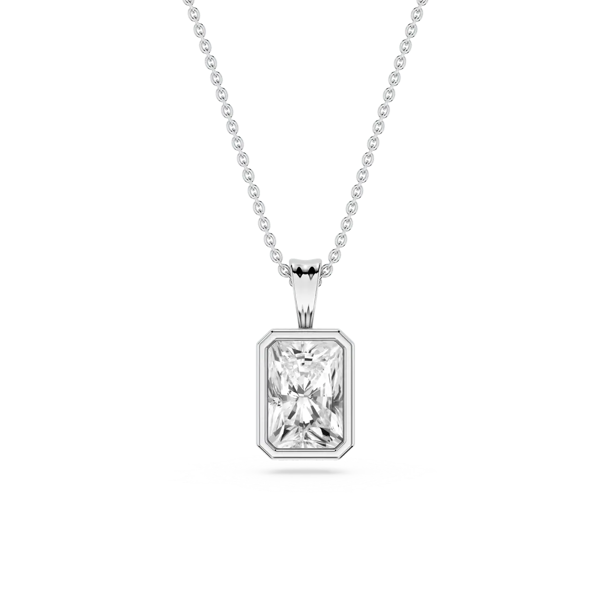 1 Carat Radiant Lab Grown Diamond Bezel Set Ball Solitaire Pendant