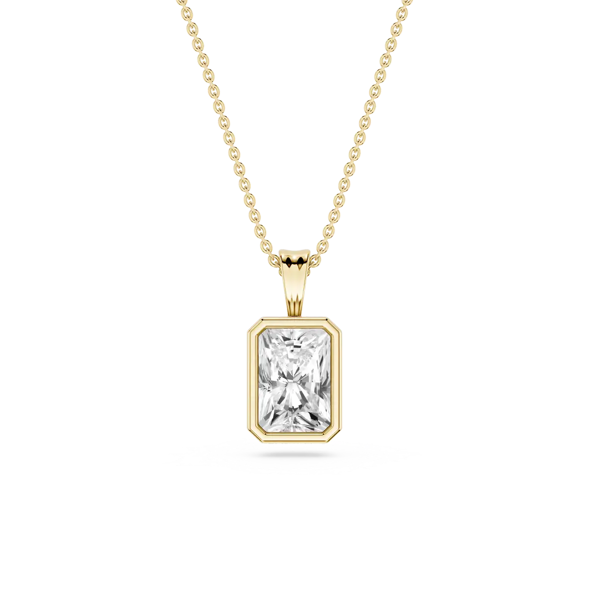 1 Carat Radiant Lab Grown Diamond Bezel Set Ball Solitaire Pendant