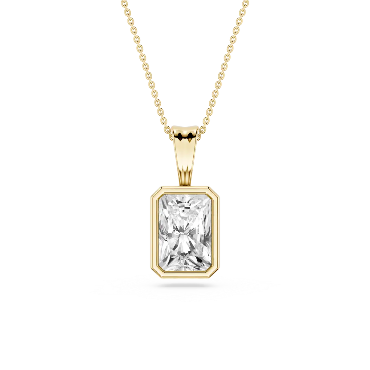 2 Carat Radiant Lab Grown Diamond Bezel Set Ball Solitaire Pendant