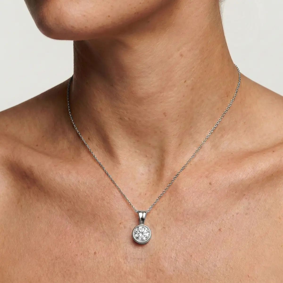 1 Carat Round Lab Grown Diamond Bezel Set Ball Solitaire Pendant