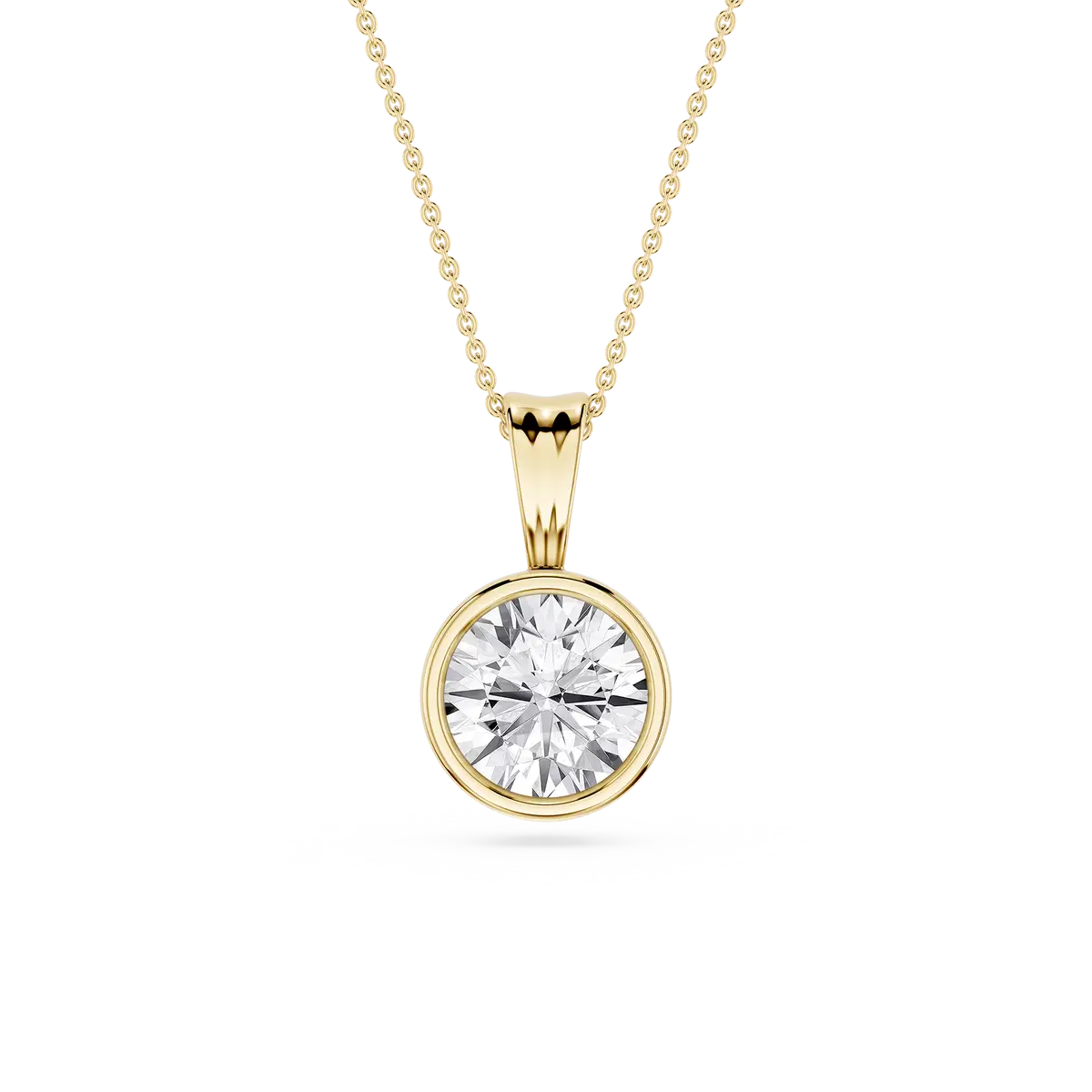 2 Carat Round Lab Grown Diamond Bezel Set Ball Solitaire Pendant