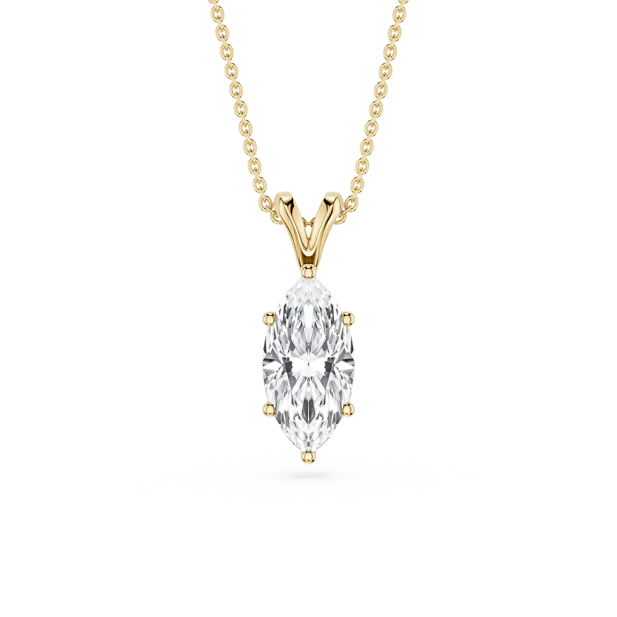 1 Carat Marquise Lab Grown Diamond Six Prong Double Bail Pendant