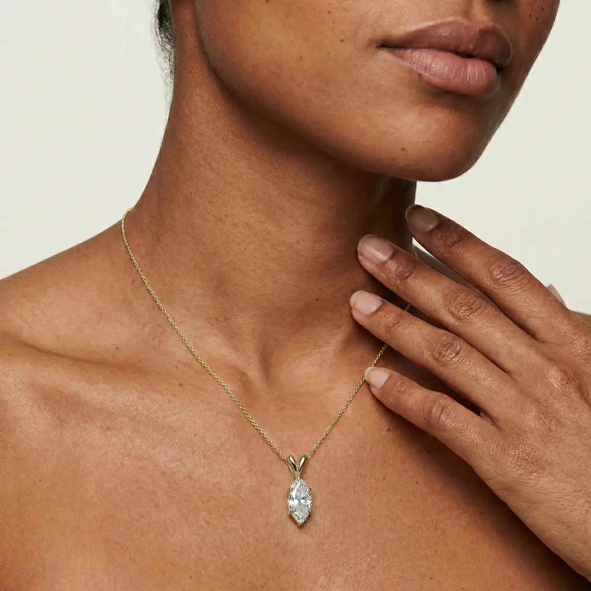 1 Carat Marquise Lab Grown Diamond Six Prong Double Bail Pendant