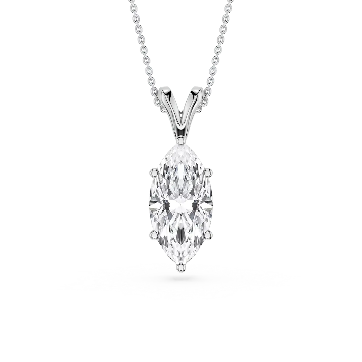 2 Carat Marquise Lab Grown Diamond Six Prong Double Bail Pendant