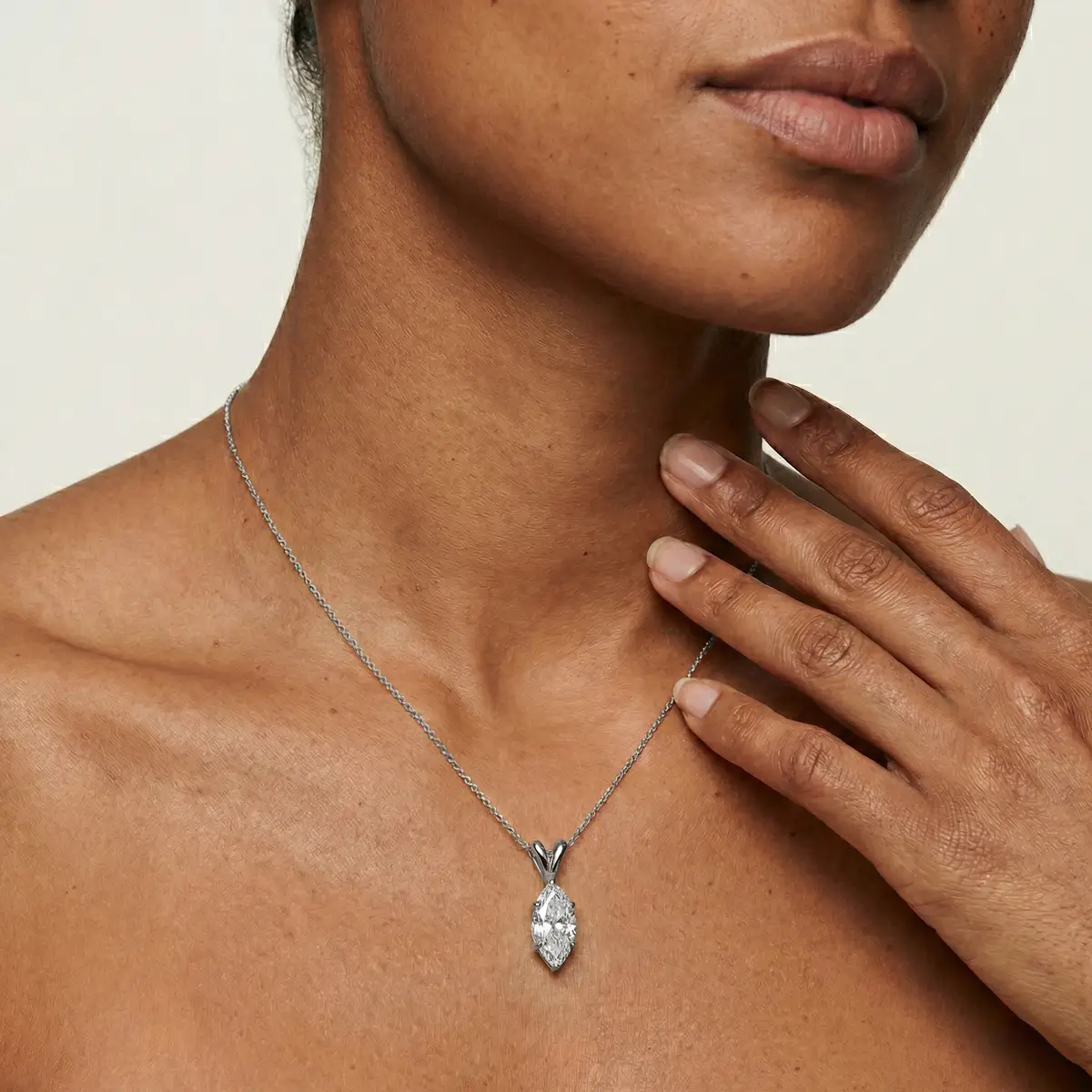 2 Carat Marquise Lab Grown Diamond Six Prong Double Bail Pendant