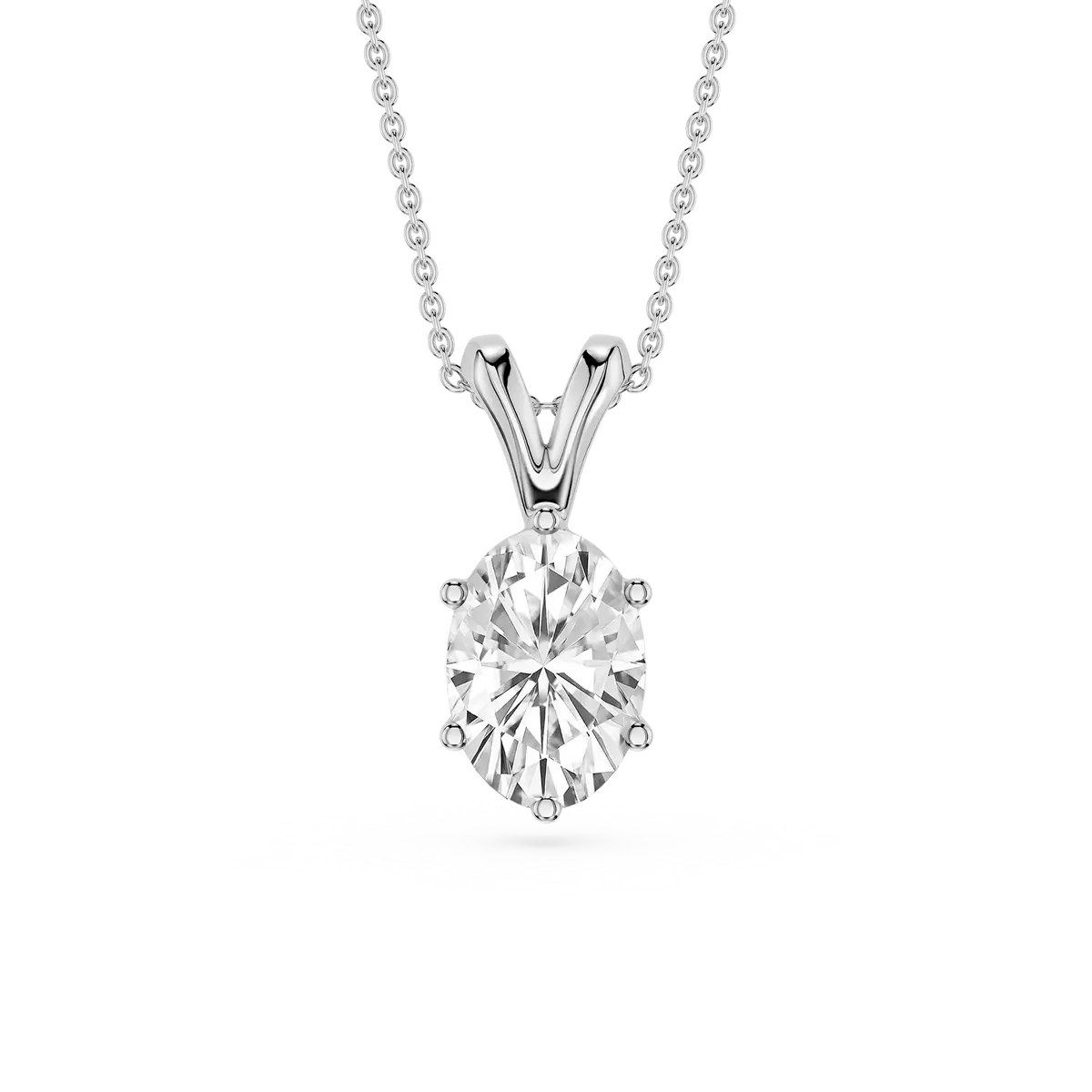 1 Carat Oval Lab Grown Diamond Six Prong Double Bail Pendant