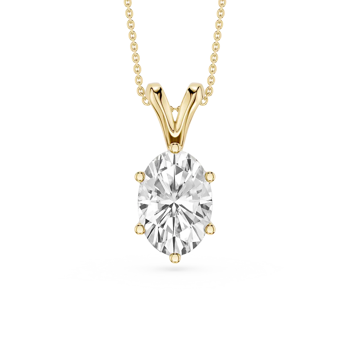 2 Carat Oval Lab Grown Diamond Six Prong Double Bail Pendant